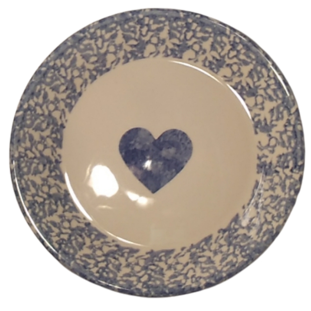 The Workshop of Gerald E Henn Pottery Blue Spongeware Friendship Plate